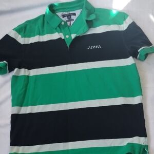 Tommy Hilfiger Green Striped POLO shirt Large Size